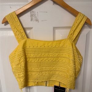Yelllow summer-time chic embroidery crop top by Avec Les Filles, size 8